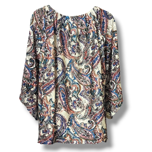 💜 Gorgeous For Fall! Paisley 3/4 Sleeve Top by Westport 1962 Like New - Picture 6 of 10